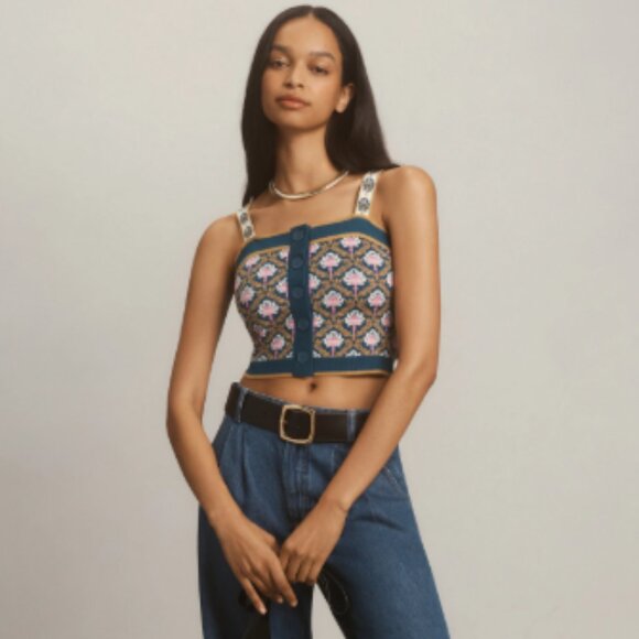 Brand New Maeve Cropped Square Neck Tank Top - Picture 1 of 14